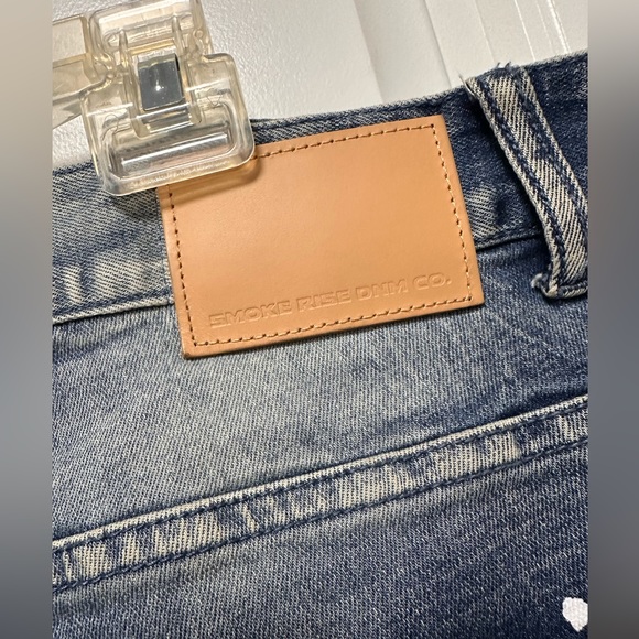 Smoke Rise Denim Distressed Paint Splatter Rip & Repair 36/32 - Picture 5 of 9